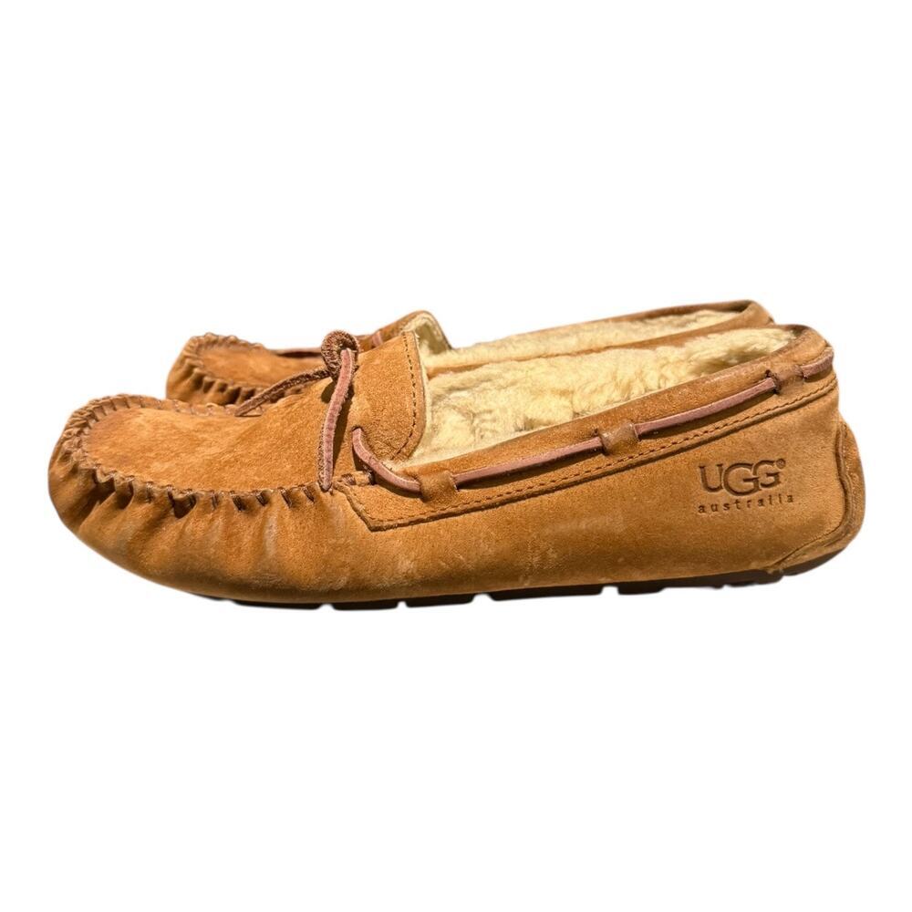 UGG Dakota Moccasin Slippers Womens Size 7 Brown Suede Sherpa Slip On Shoes 5612 - Picture 5 of 9